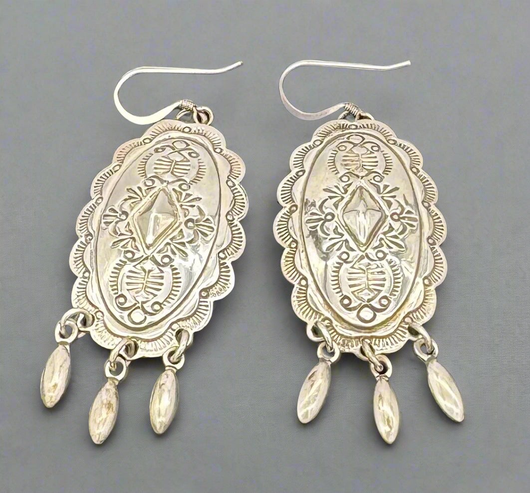 Sterling Silver Concho Dangle Earrings – Vintage Southwest Style