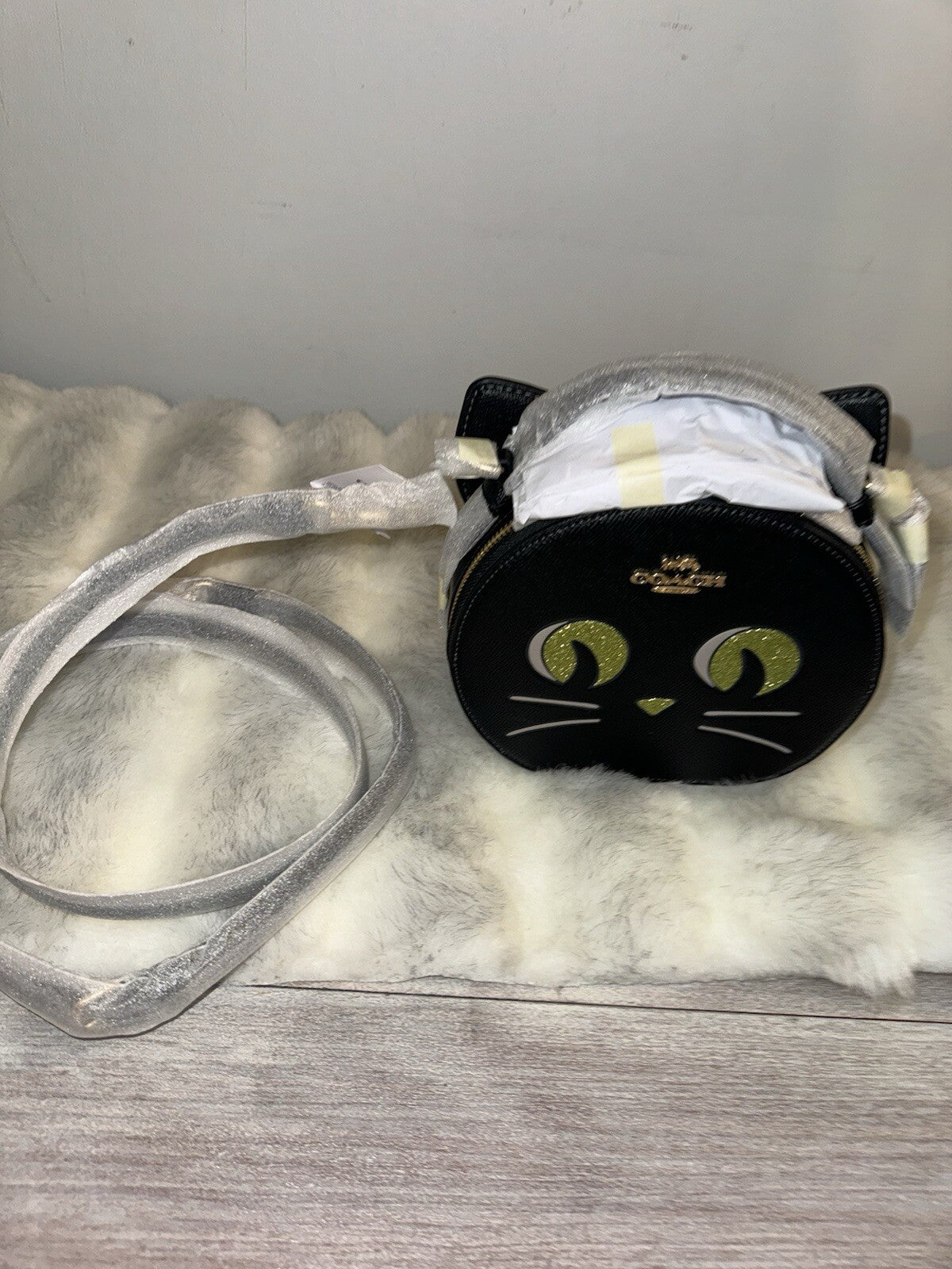 Coach CW467 Canteen Crossbody With Halloween Cat Crossgrain Leather Black Multi