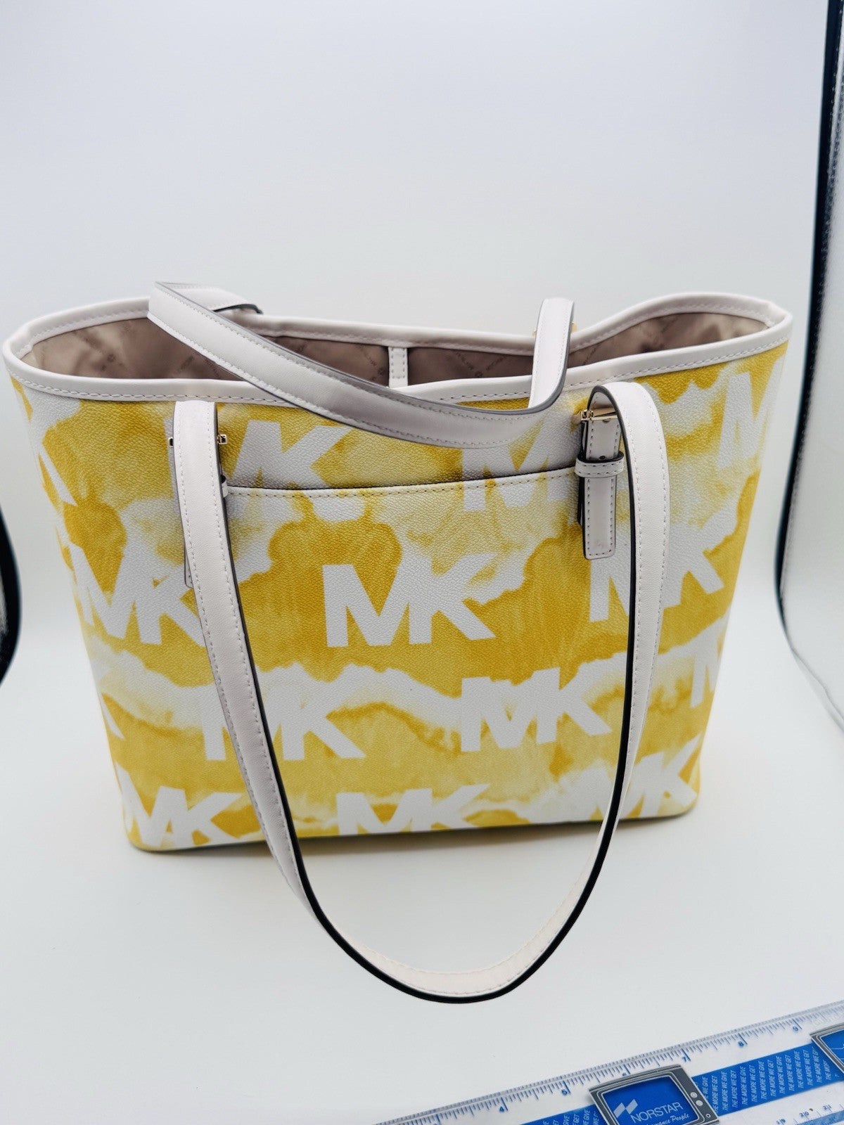 Michael Kors Jet Set Travel Medium Carryall Tote Buttercup Multi Tie Dye Yellow