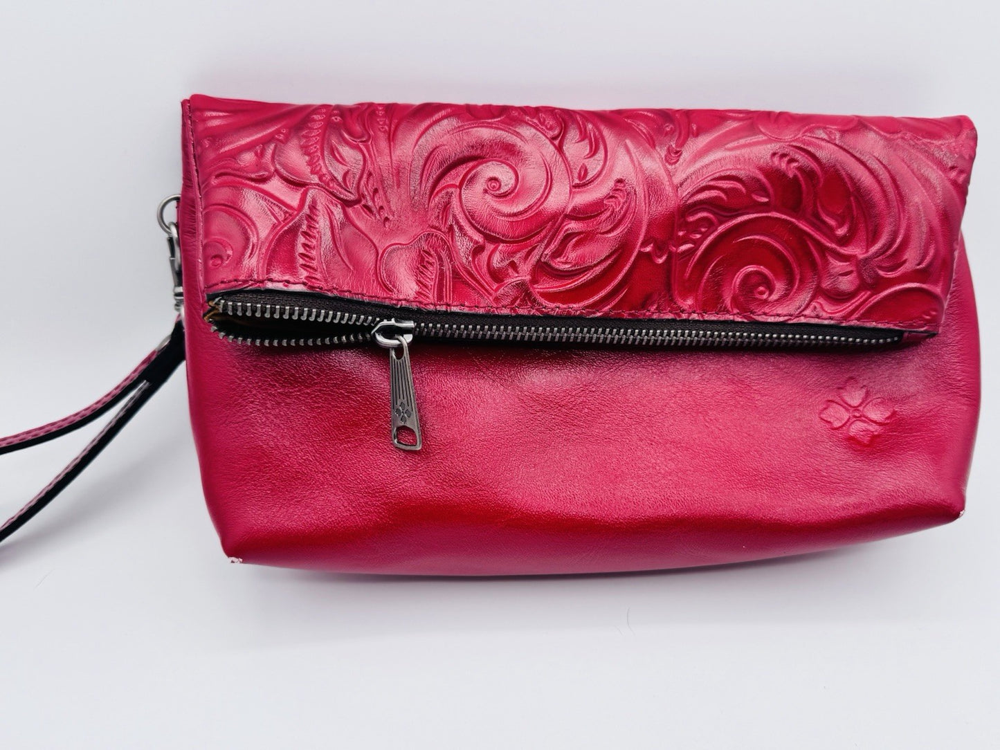 PATRICIA NASH VALERIE Ruby Red Handtooled Clutch , Wristlet