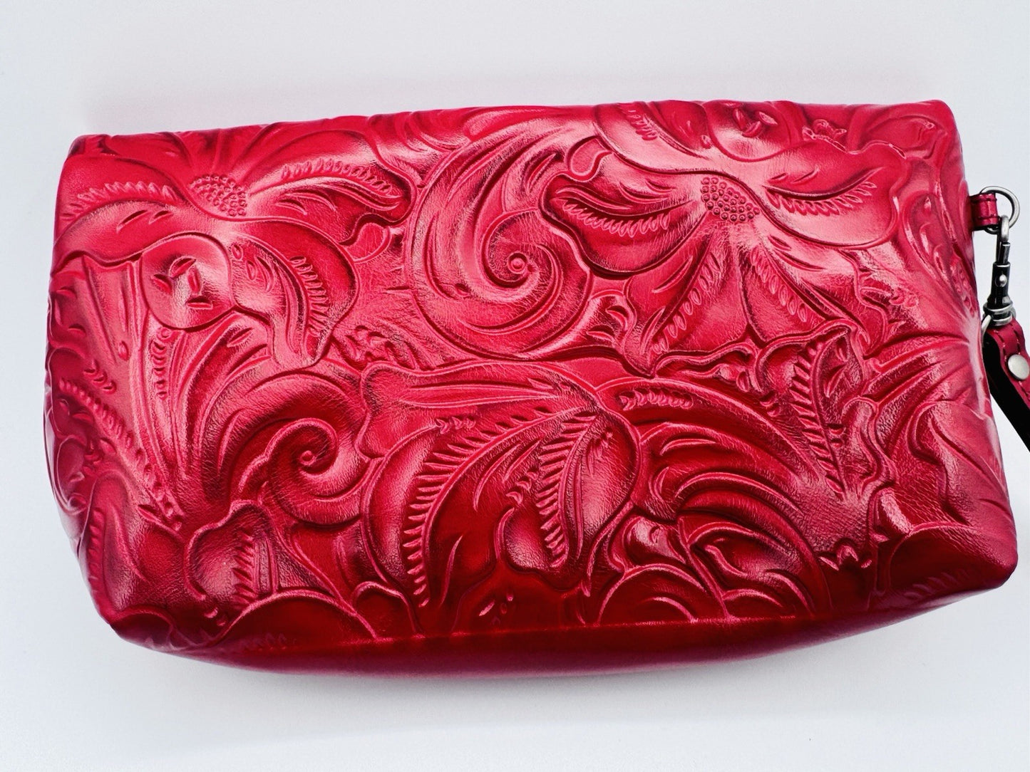 PATRICIA NASH VALERIE Ruby Red Handtooled Clutch , Wristlet