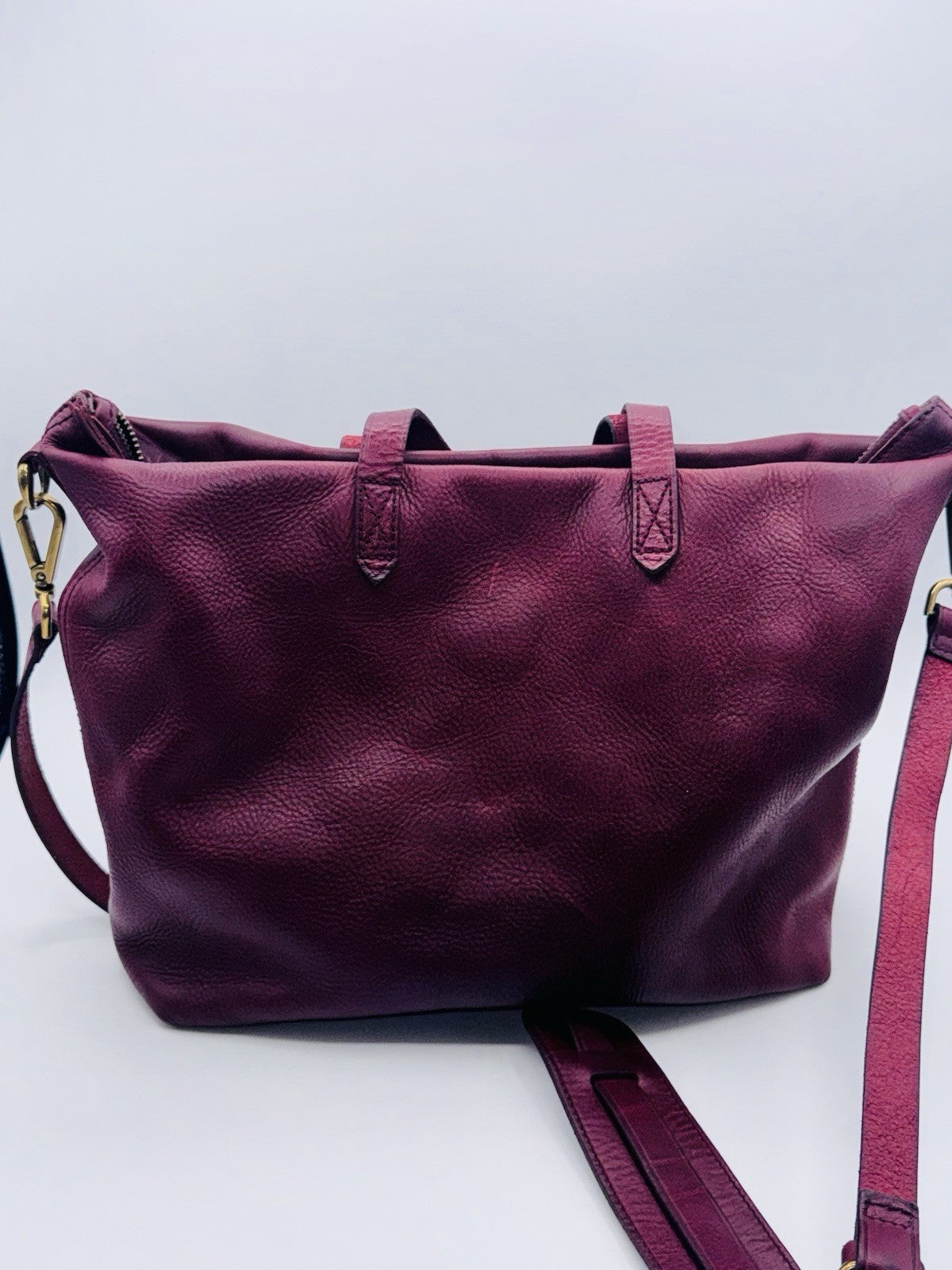 Madewell Bags Womens The Transport Dark Cabernet Leather Double Handle Crossbody