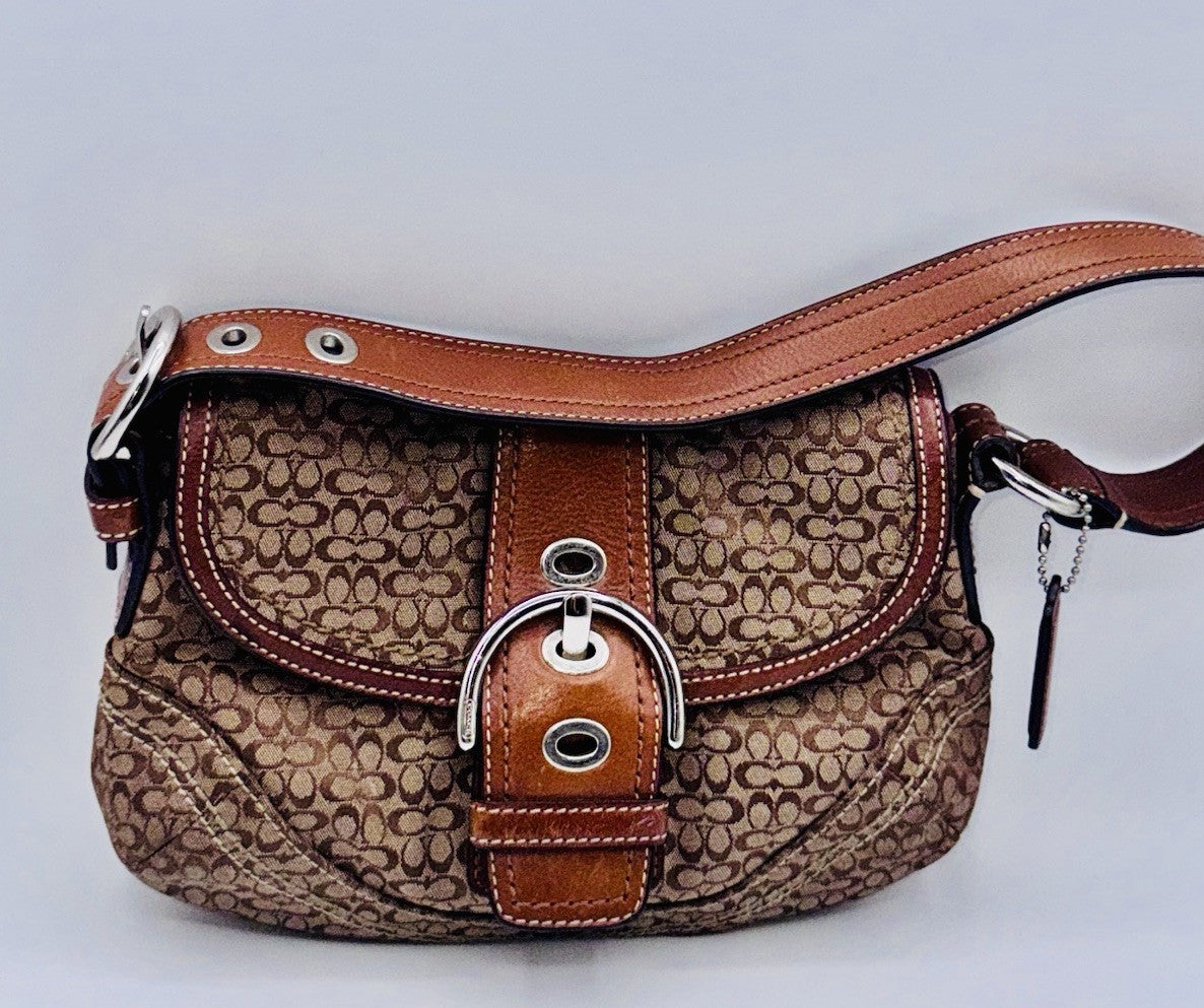 COACH Signature Sufflette Vintage Cloth Brown SoHo Bag F12308