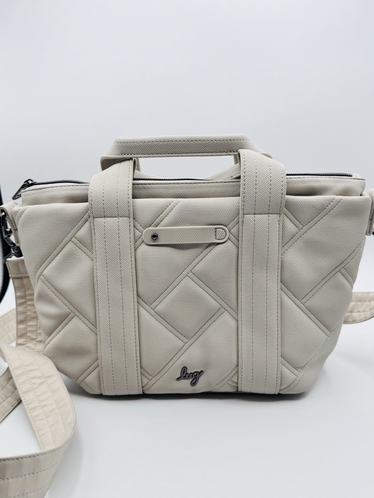 Lug Dory Bag White Pebbled Matte Luxe Crossbody Tote Handbag Crossbody