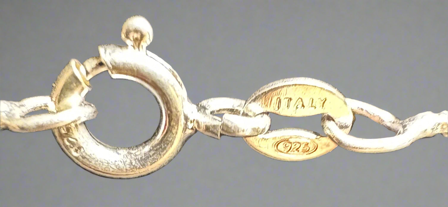 Vintage Sterling Silver Pendant Necklace with Multi-Gem Design – 18”