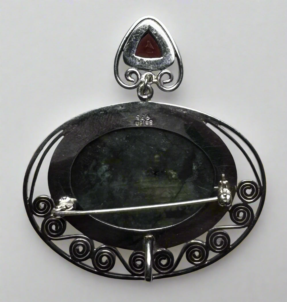 Sajen Sterling Silver Labradorite & Garnet Pendant Brooch