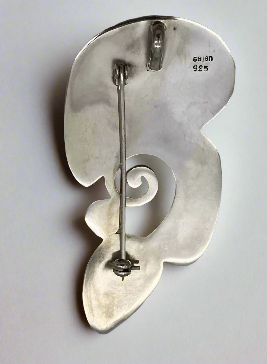 Sajen Sterling Silver Rhodochrosite & Multistone Spiral Pendant Brooch