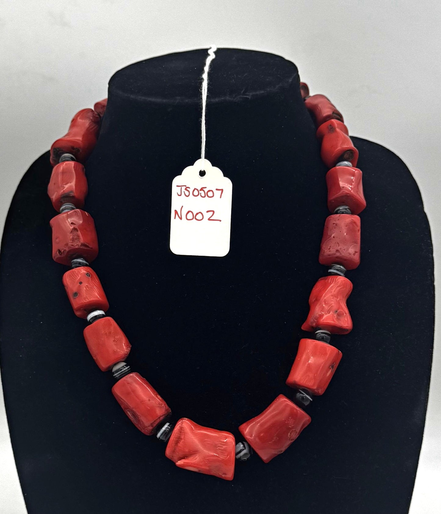 Chunky Genuine Red Coral Necklace – Sterling Silver Toggle Clasp (23")
