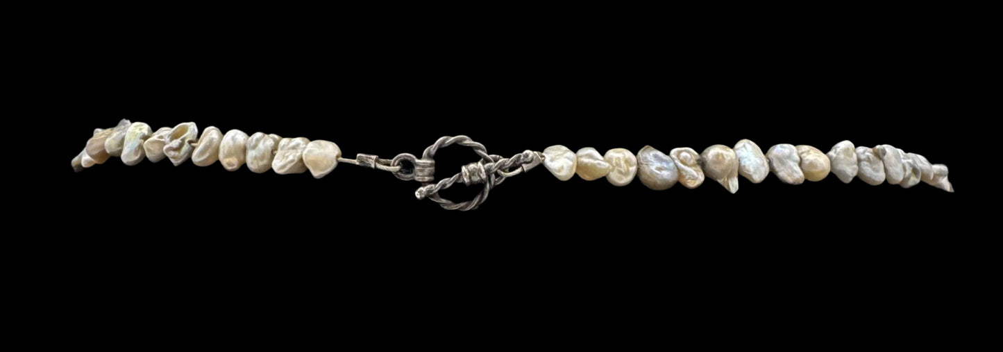 Baroque Pearl & Yellow Agate Drop Necklace β Sterling Silver Clasp (18")