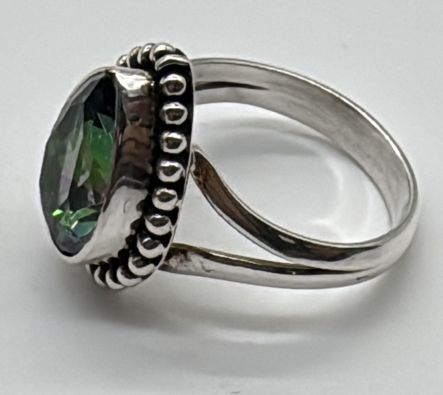 Sterling Silver Watermelon Quartz Ring – Teardrop Cut – Size 9.5