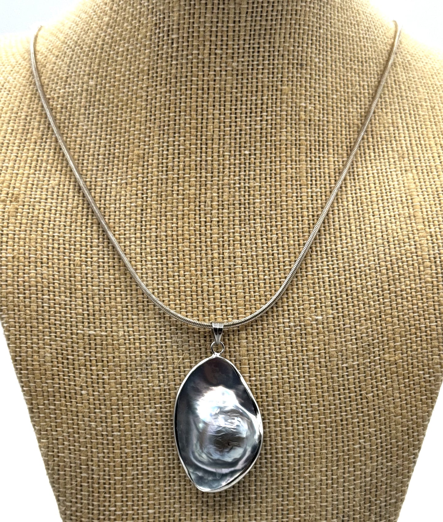 Sterling Silver Mabe Blister Pearl Pendant Necklace – Organic Modern Elegance