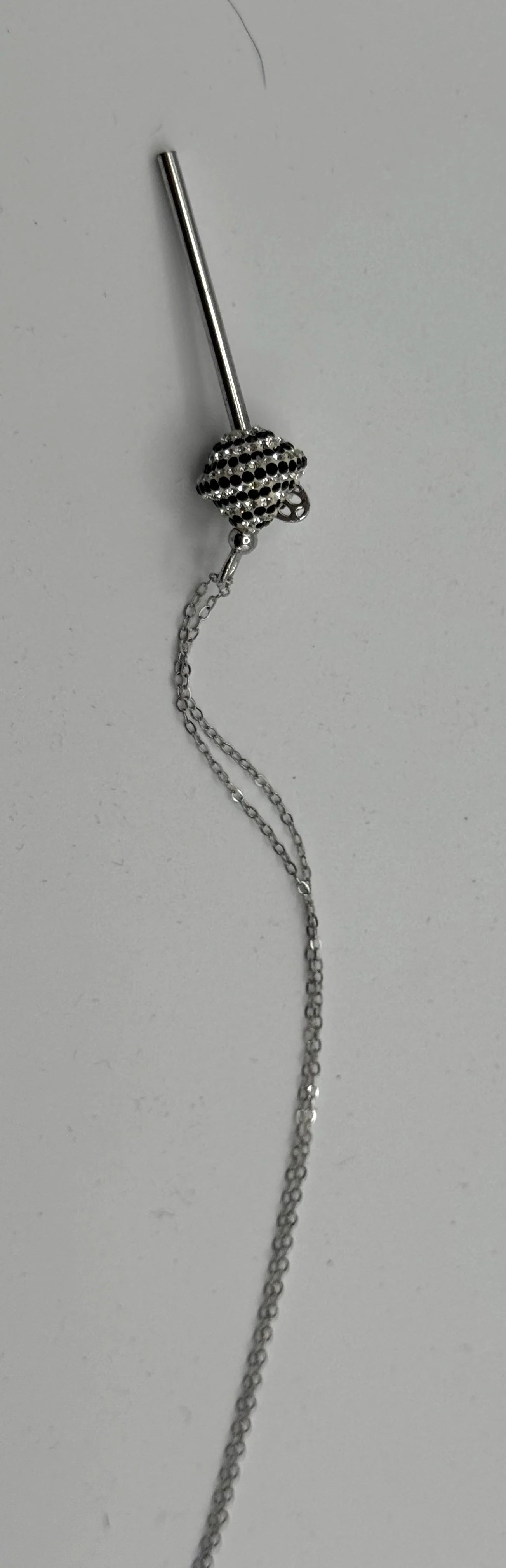 R.H. Macy & Co. Sterling Silver “Lollipop” Pendant Necklace – Black & White Crystal Accent