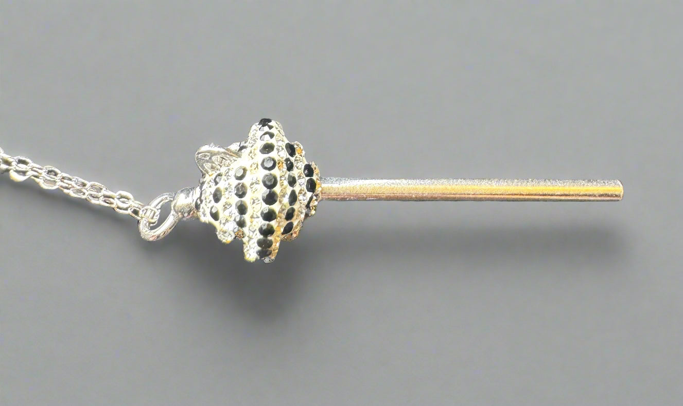 R.H. Macy & Co. Sterling Silver “Lollipop” Pendant Necklace – Black & White Crystal Accent