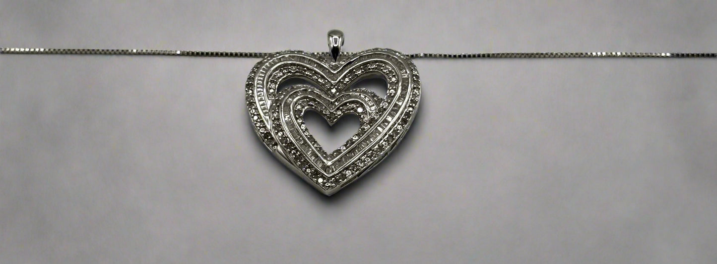 Sterling Silver Double Heart Pendant Necklace – Sparkling CZ Accents, 18"