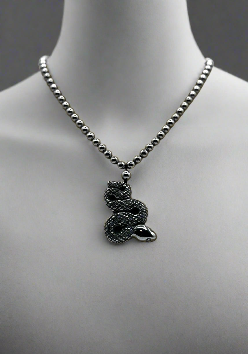 Sterling Silver Terahertz Snake Pendant Necklace