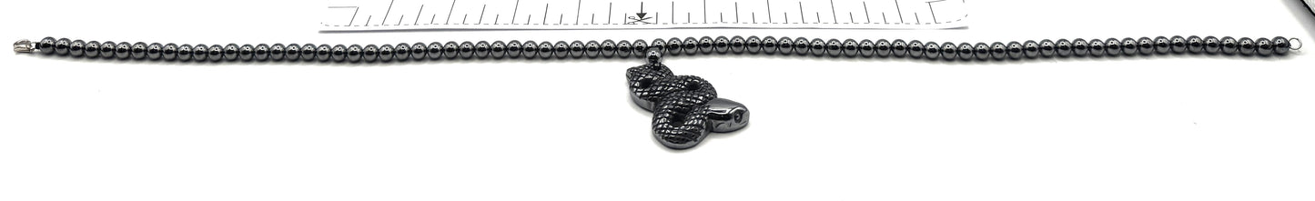 Sterling Silver Terahertz Snake Pendant Necklace
