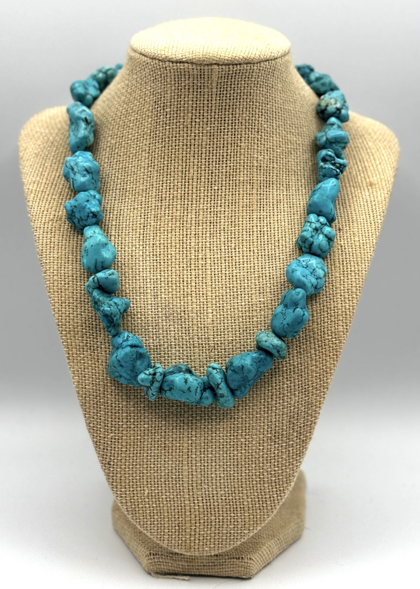 Chunky Turquoise Nugget Necklace with Toggle Clasp