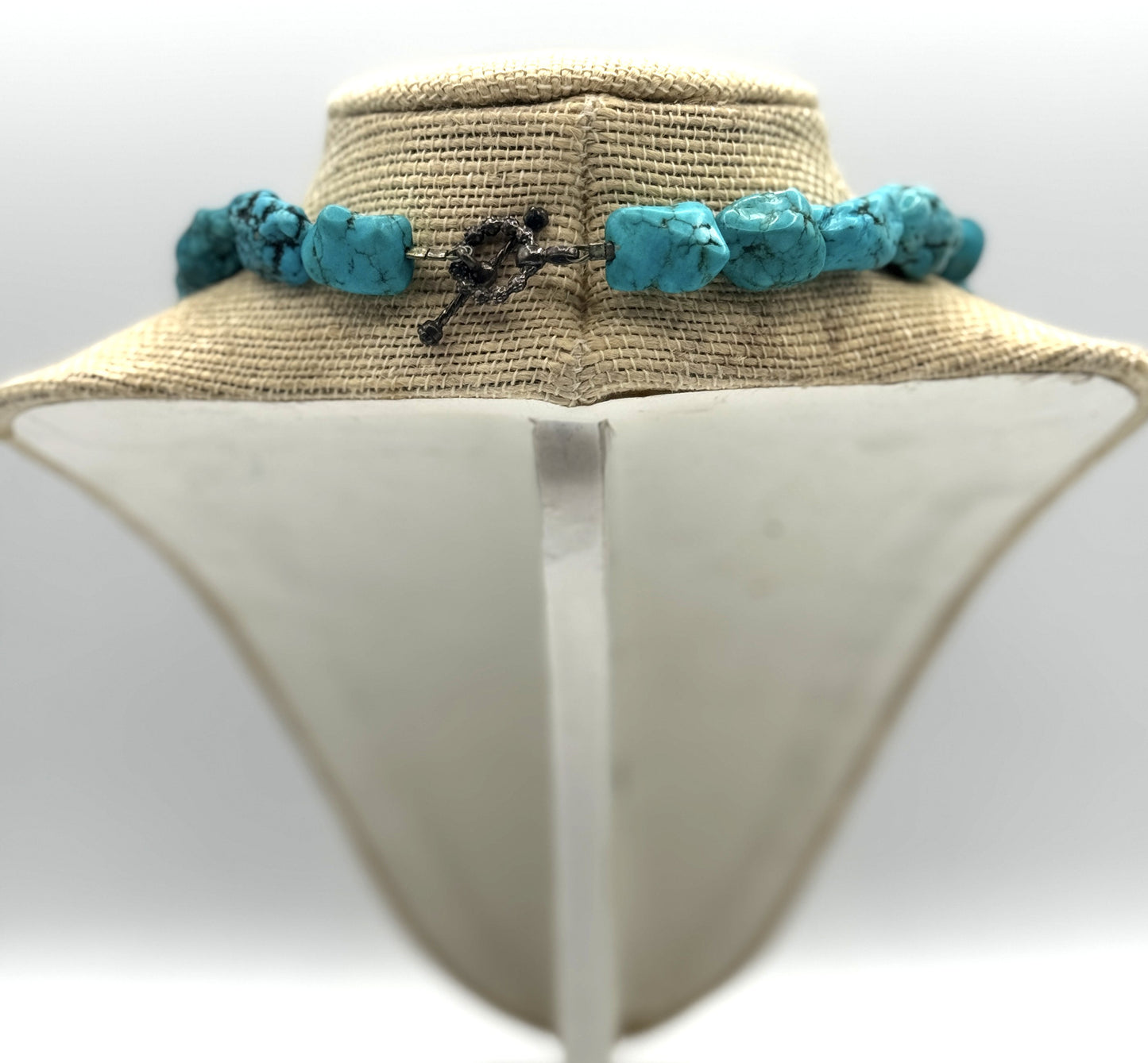 Chunky Turquoise Nugget Necklace with Toggle Clasp