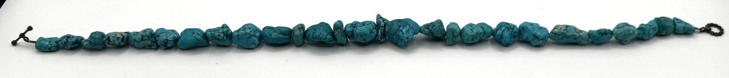 Chunky Turquoise Nugget Necklace with Toggle Clasp