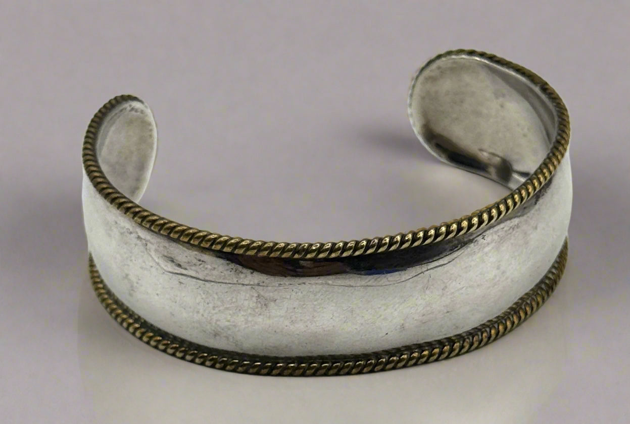Sterling Silver & Brass Rope Cuff Bracelet – Made in Mexico