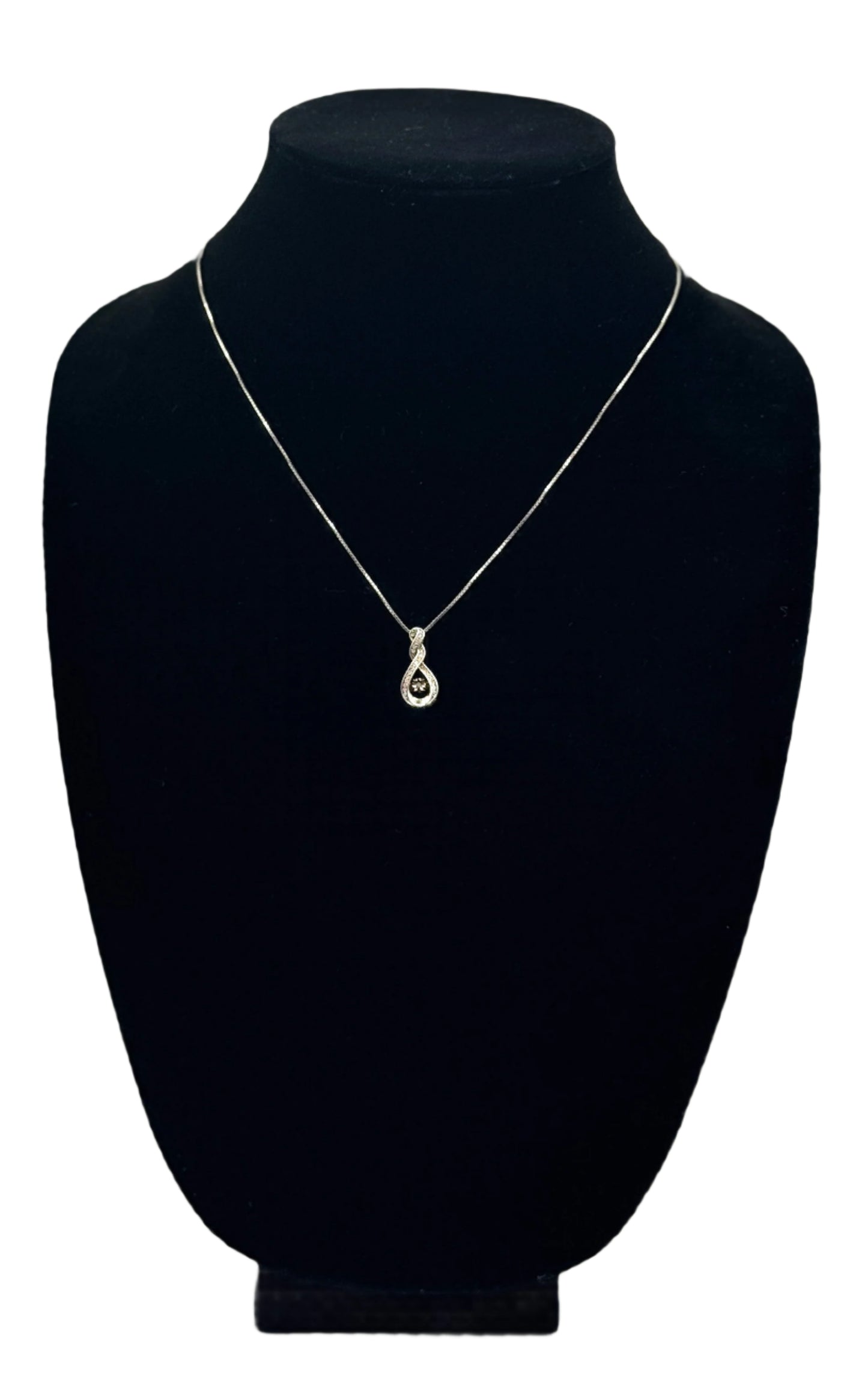 Vintage Zales Sterling Silver Diamond Infinity Fluttering Necklace