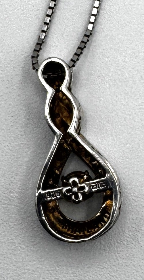 Vintage Zales Sterling Silver Diamond Infinity Fluttering Necklace
