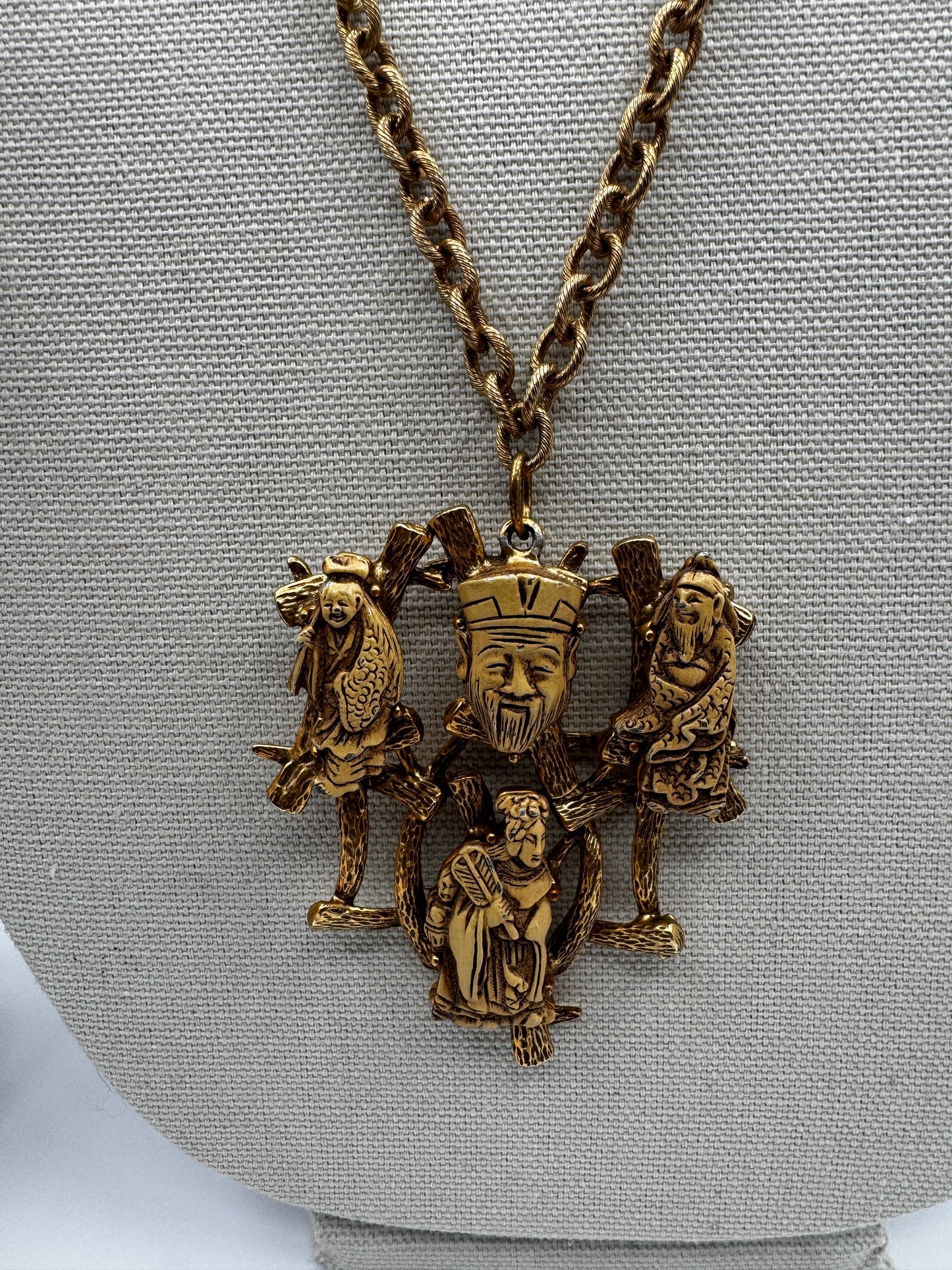 Vintage Selro Colco Asian Gods of Fortune Necklace & Bracelet – Rare