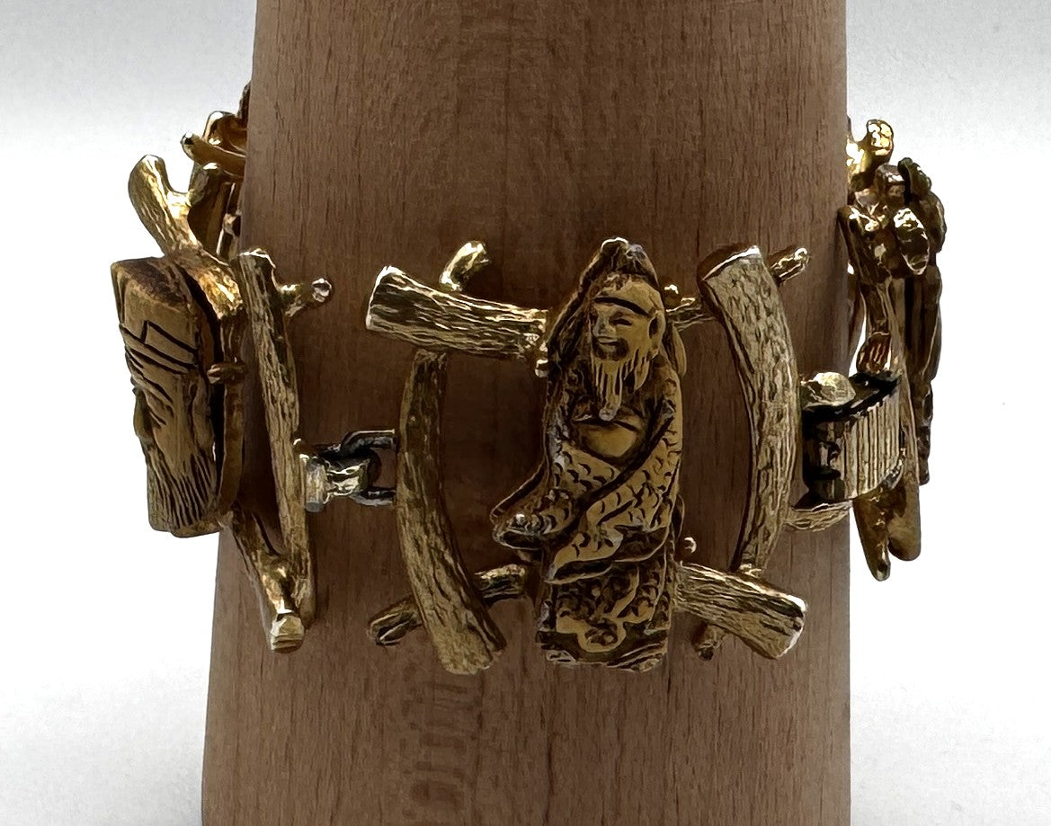 Vintage Selro Colco Asian Gods of Fortune Necklace & Bracelet – Rare