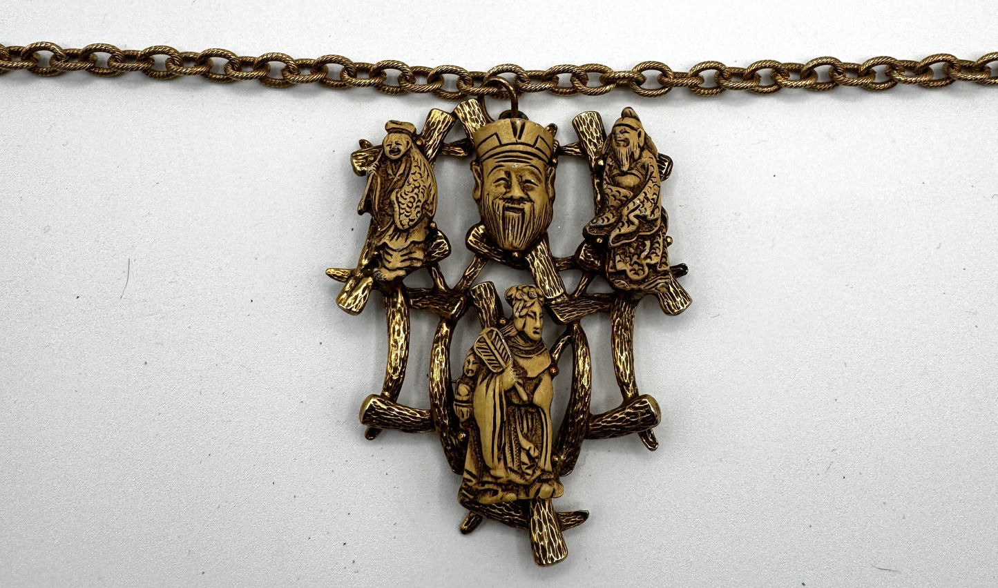Vintage Selro Colco Asian Gods of Fortune Necklace & Bracelet – Rare