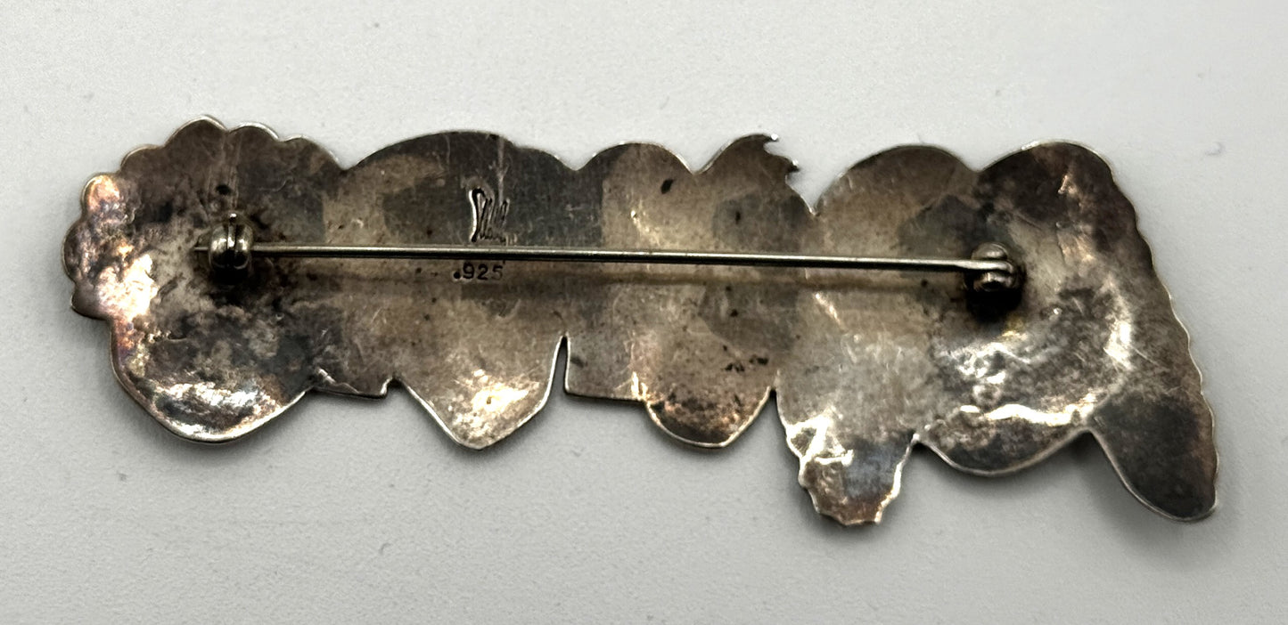 Vintage Sterling Silver “Girlfriends” Face Brooch – Signed .925