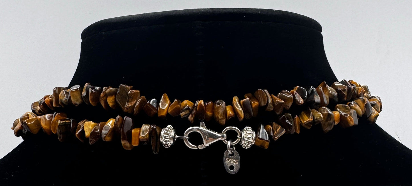 Sterling Silver Tiger's Eye Chip Bead Necklace