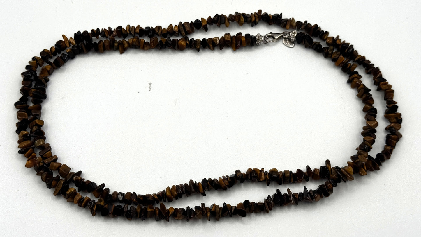 Sterling Silver Tiger's Eye Chip Bead Necklace