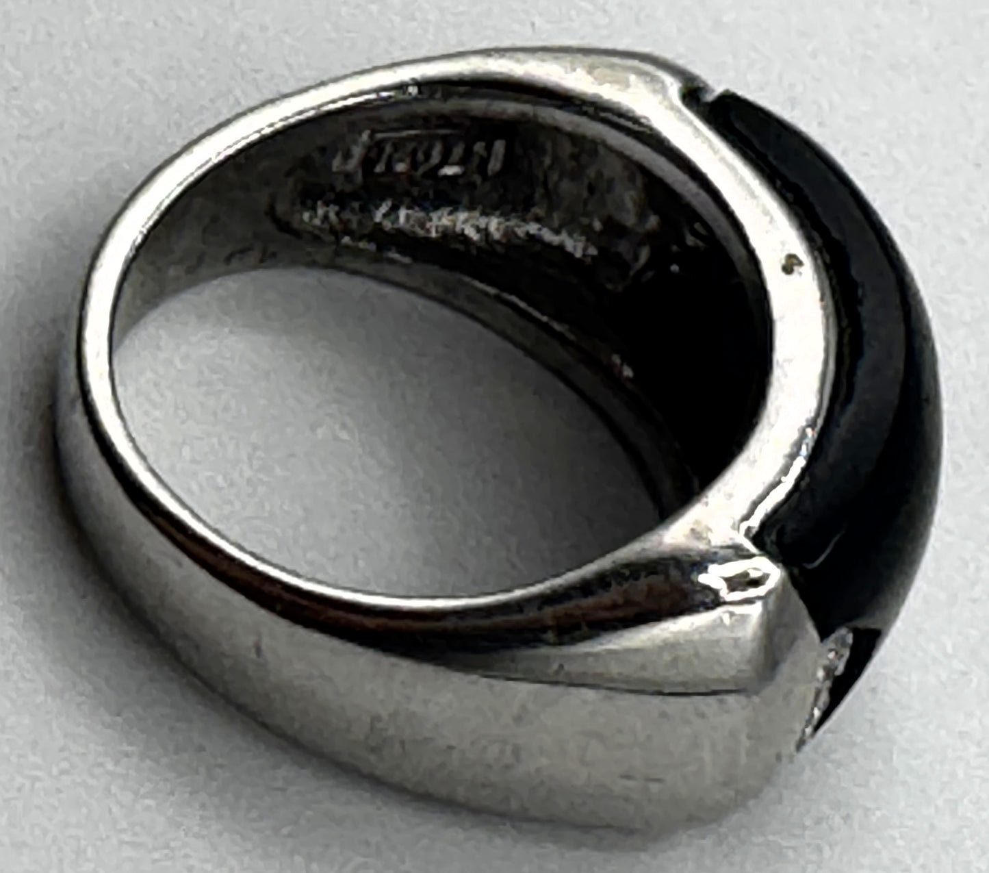 Sterling Silver Black Onyx-Style Statement Ring | Size 6.5