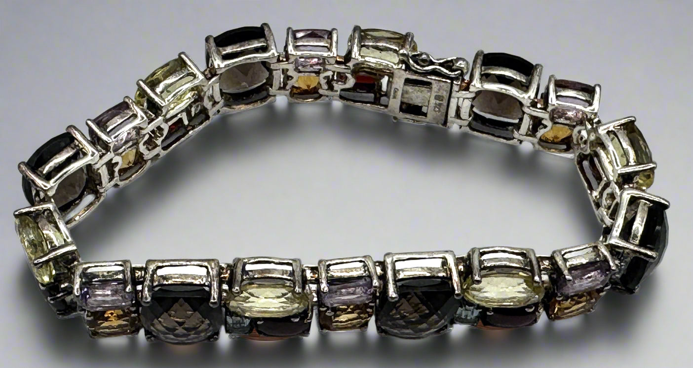 Chunky Multi-Gemstone Sterling Silver Tennis Bracelet – Michele Albala