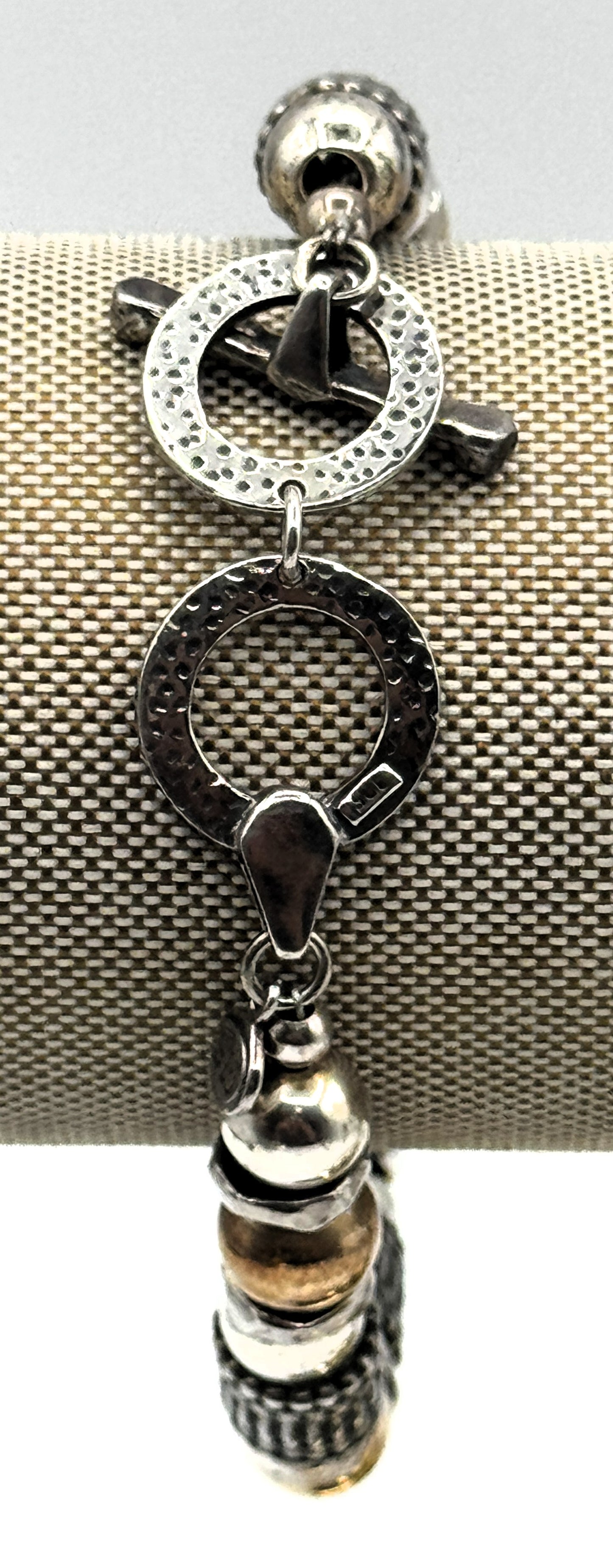 Sterling Silver & Gold Beaded Silpada Toggle Bracelet