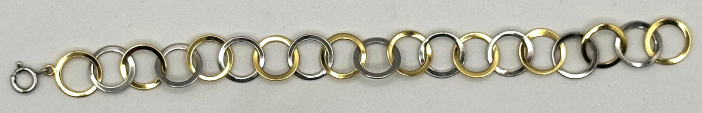 Sterling Silver & Gold-Tone Linked Ring Bracelet