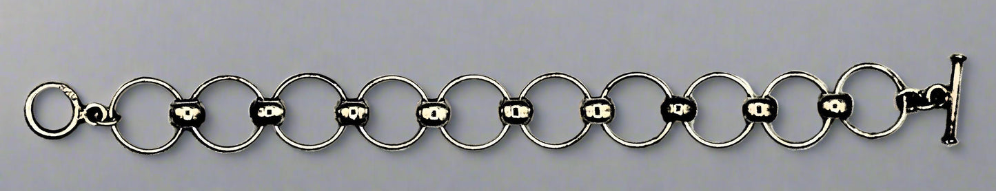 Sterling Silver Ball & Ring Toggle Bracelet