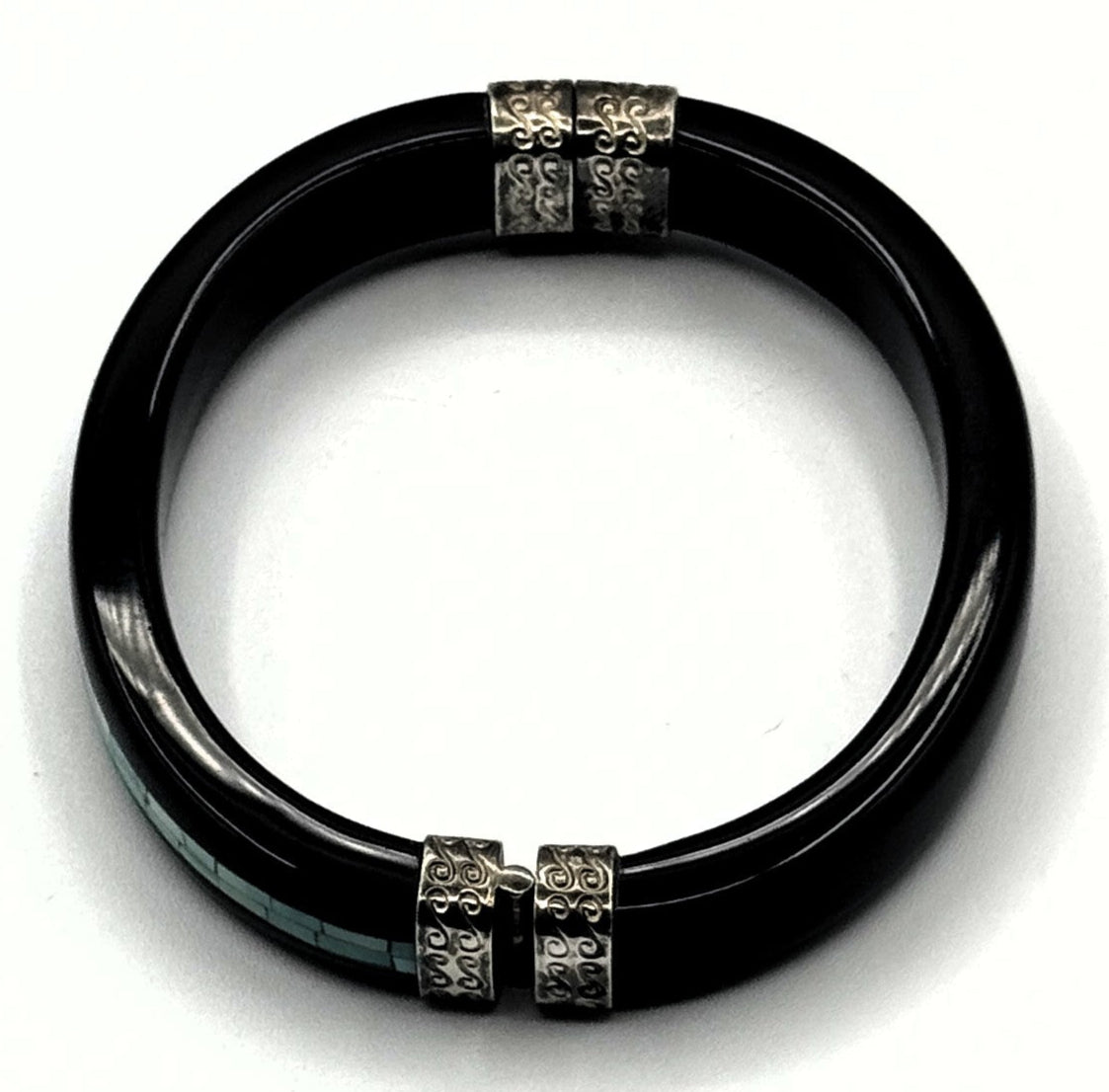 Jay King DTR Sterling Silver Black Bangle with Turquoise Inlay