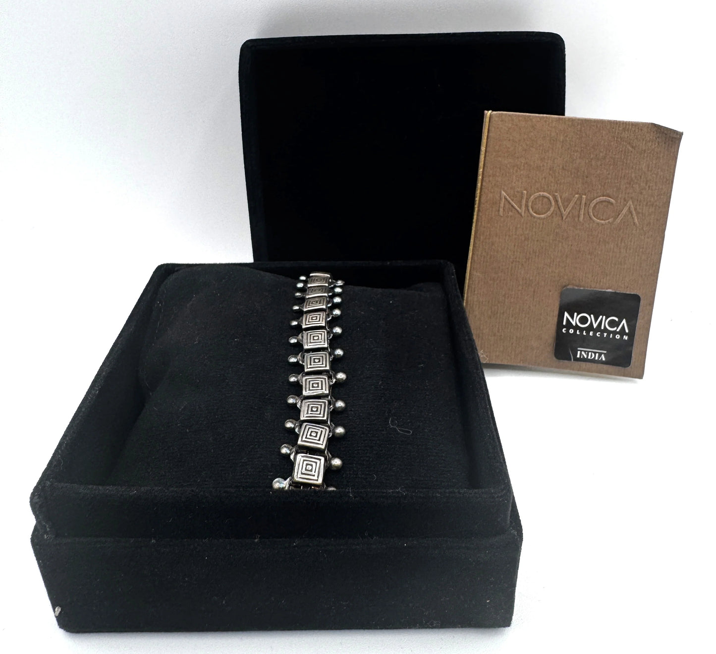 Novica Sterling Silver Bracelet – “Perfect Squares” by Prageet, India