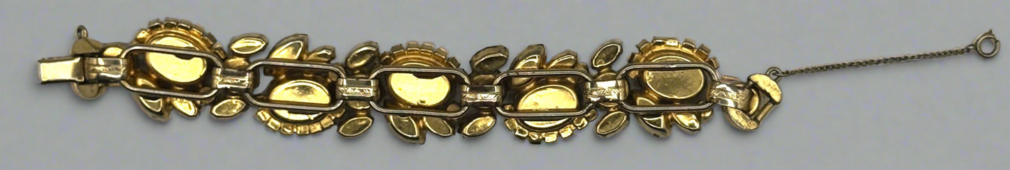 Vintage Juliana D&E Rhinestone Bracelet – Watermelon Heliotrope, Green & Amber