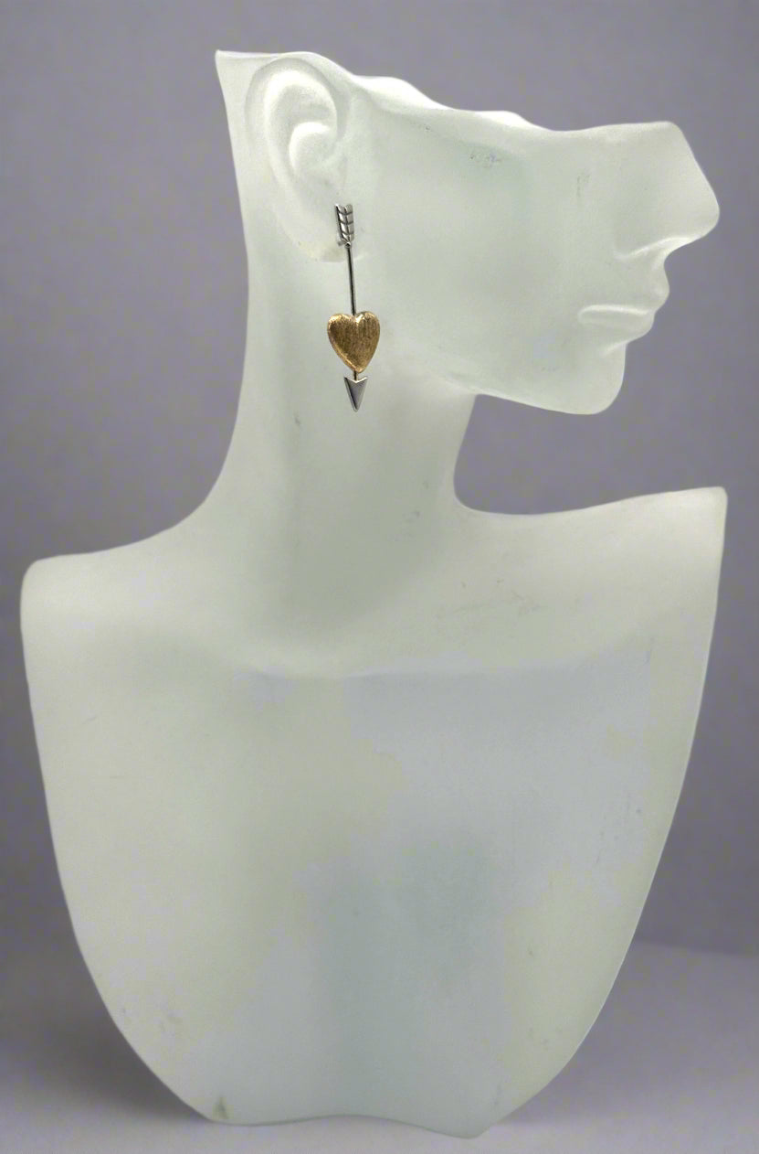 Sterling Silver & Gold-Tone Heart Arrow Dangle Earrings