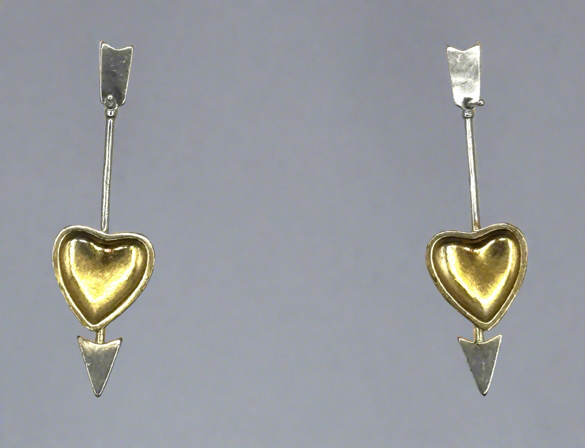 Sterling Silver & Gold-Tone Heart Arrow Dangle Earrings