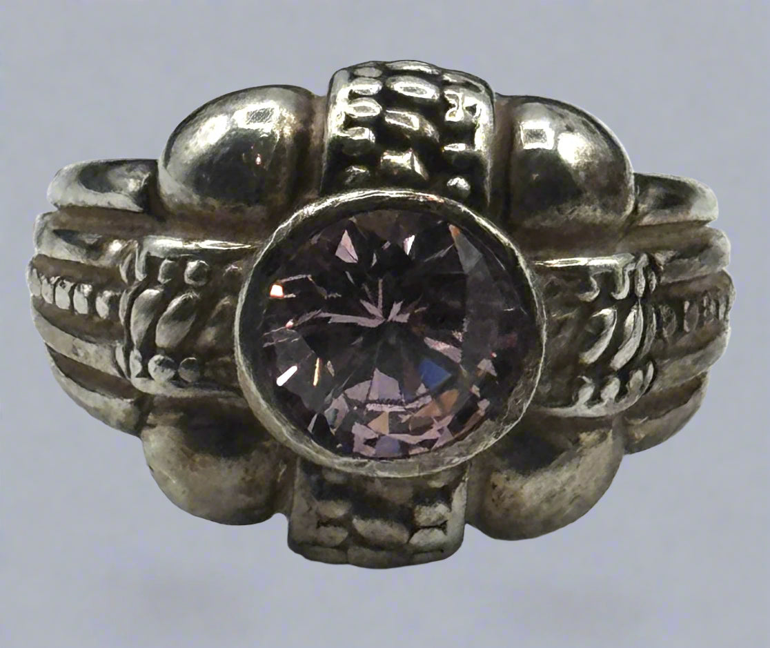 Sterling Silver Pink Solitaire Ring β Size 6.5