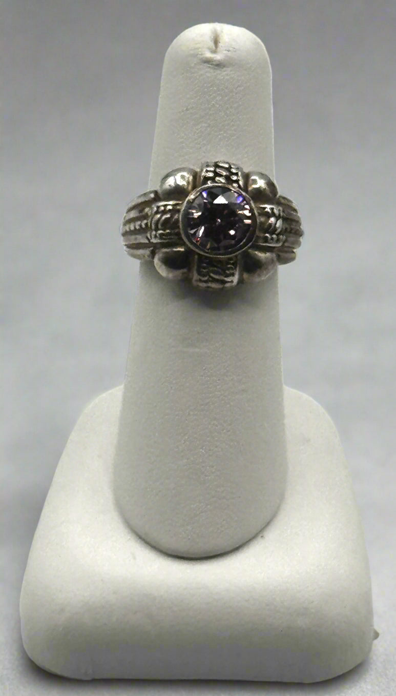 Sterling Silver Pink Solitaire Ring β Size 6.5