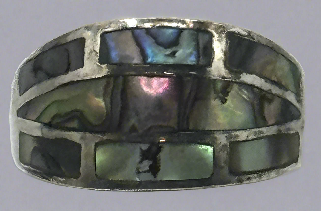 Sterling Silver Abalone Inlay Band Ring β Size 8.5