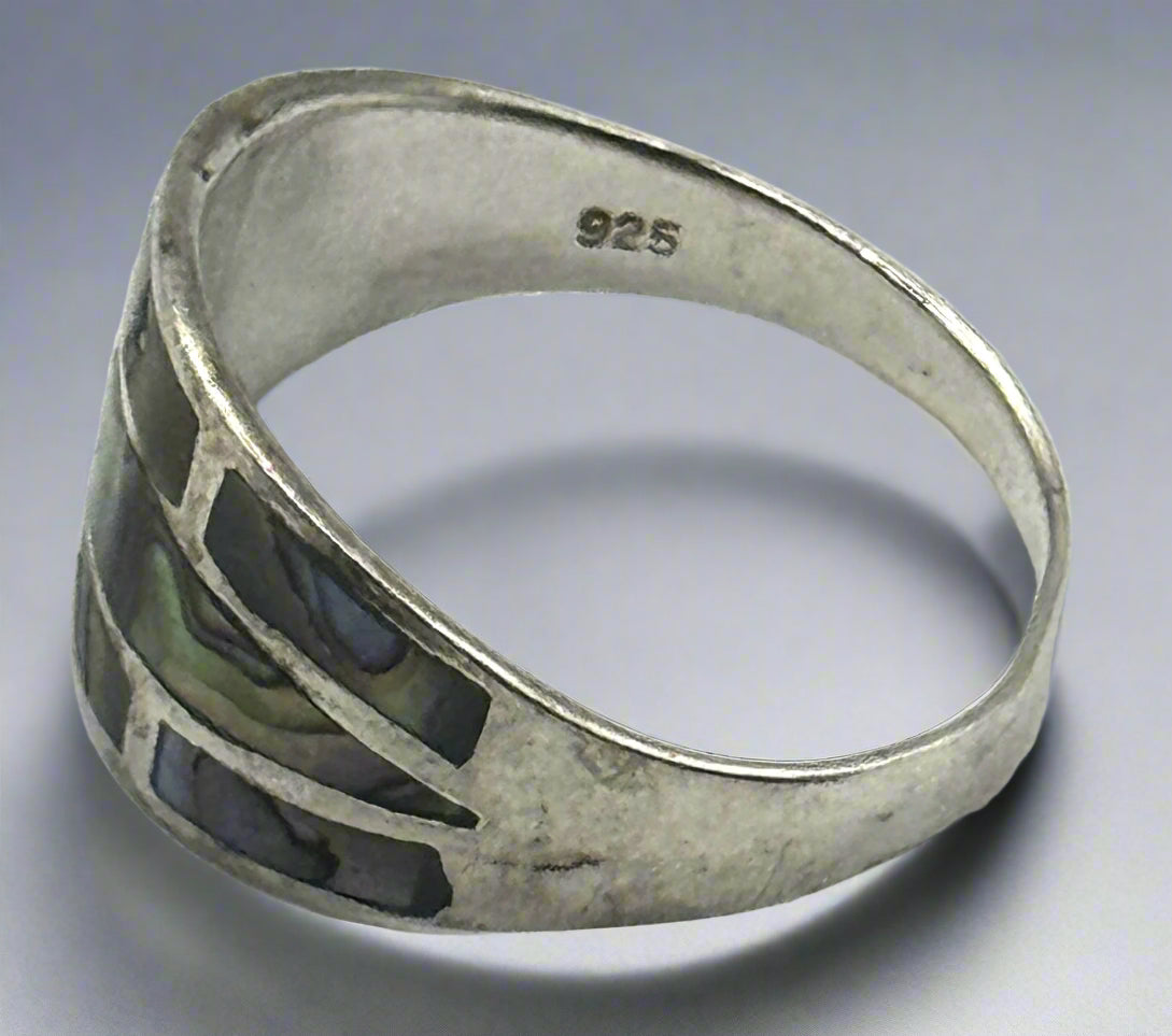 Sterling Silver Abalone Inlay Band Ring β Size 8.5
