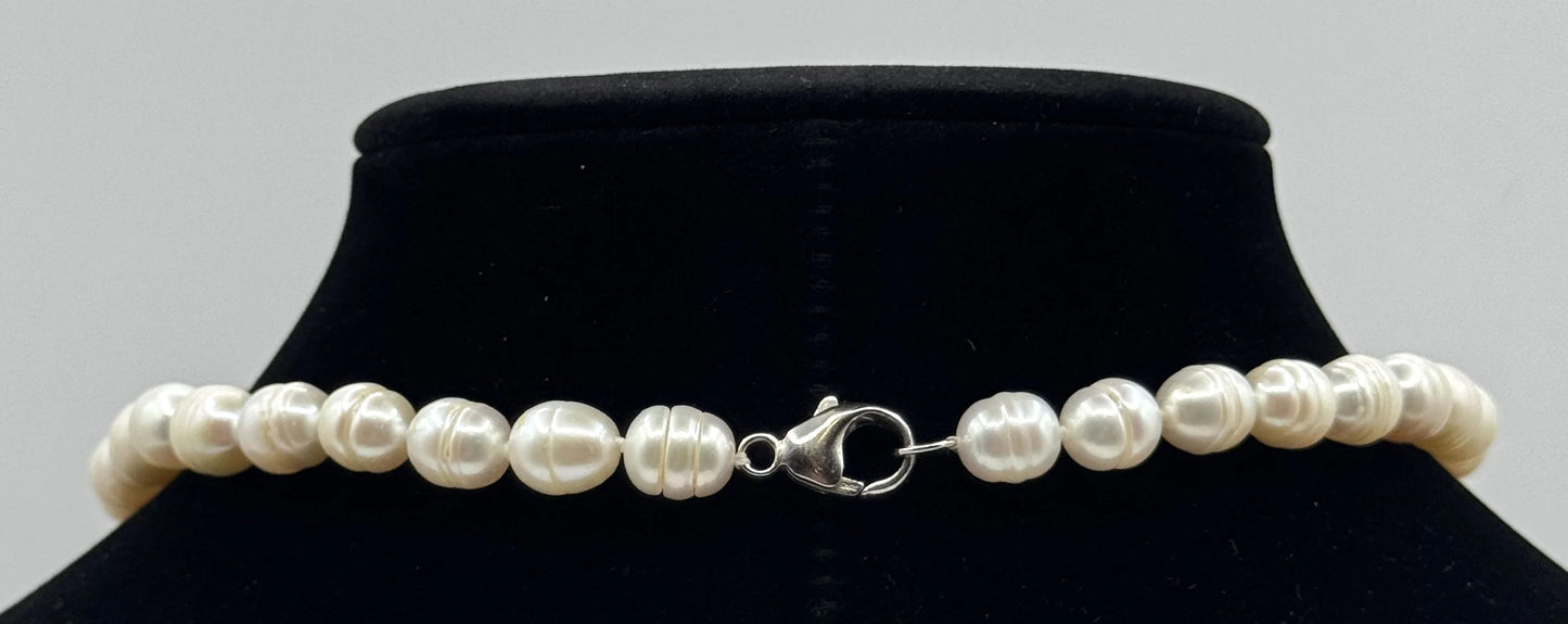 Honora Cultured Freshwater Pearl Necklace – Sterling Silver Clasp w Box & Pouch