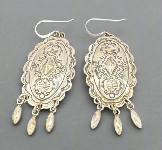 Sterling Silver Concho Dangle Earrings – Vintage Southwest Style