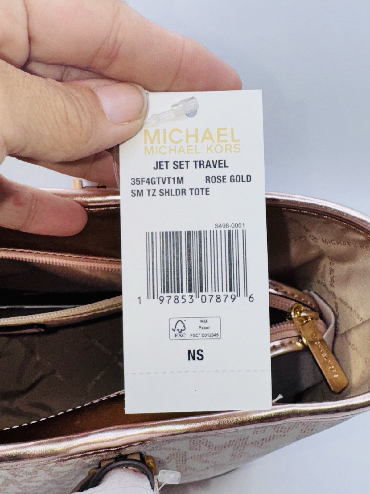 Michael Kors jet set travel purse tote  rose gold (primrose) *new*