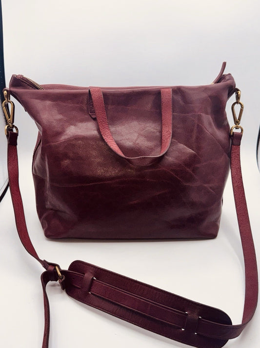 Madewell Bags Womens The Transport Dark Cabernet Leather Double Handle Crossbody